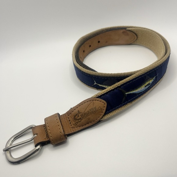 World Wide Sportsman Other - World Wide Sportsman Navy Blue Fishing Belt SZ 32 Solid Brass Buckle Made In USA